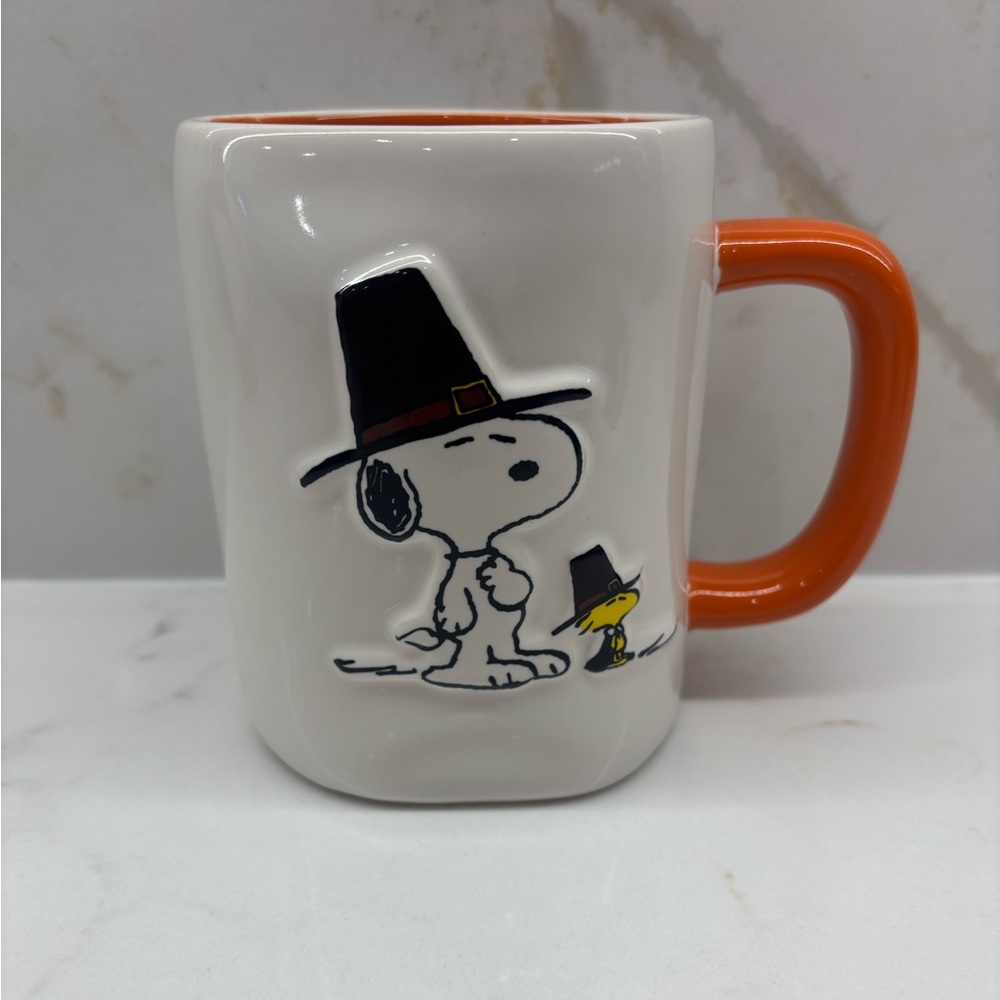 Rae Dunn 'Thankful For You' Snoopy Woodstock Coffee Mug: Autumn Artisan Pottery